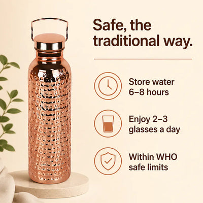 CopperFlow - Premium Pure Copper Water Bottle (800ml)