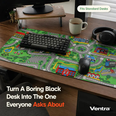 RetroRoads - Nostalgic City Road Desk Mat