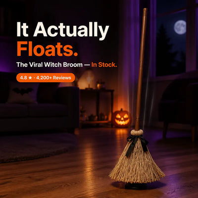 The Floating Witch Broom - Animated Halloween Decor