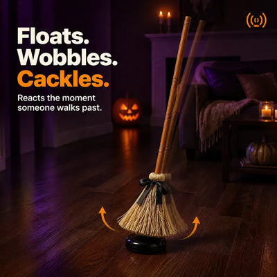 The Floating Witch Broom - Animated Halloween Decor
