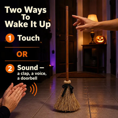 The Floating Witch Broom - Animated Halloween Decor