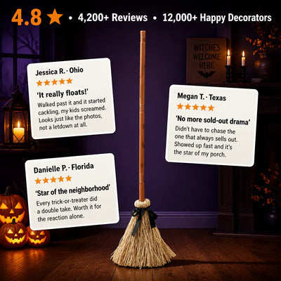 The Floating Witch Broom - Animated Halloween Decor