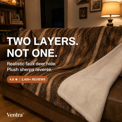 CabinThrow - Faux Deer Hide Sherpa Blanket