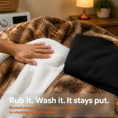 CabinThrow - Faux Deer Hide Sherpa Blanket