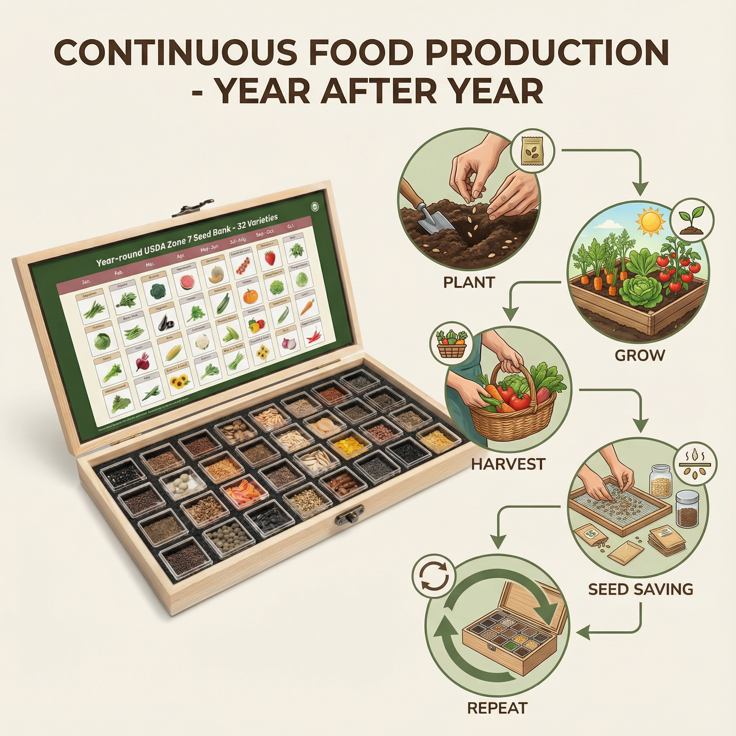SeedBank™ Survival Seed Kit With 32 Varieties of Non-GMO Heirloom Seeds