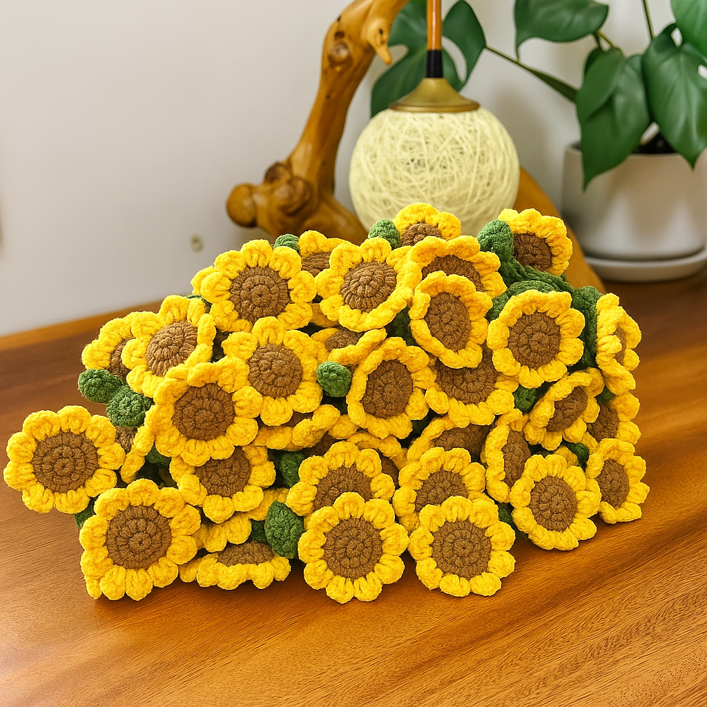 Premium Hand-Knitted Marigold Bouquet