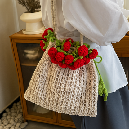 Hand-Knitted Daily Rose Pouch