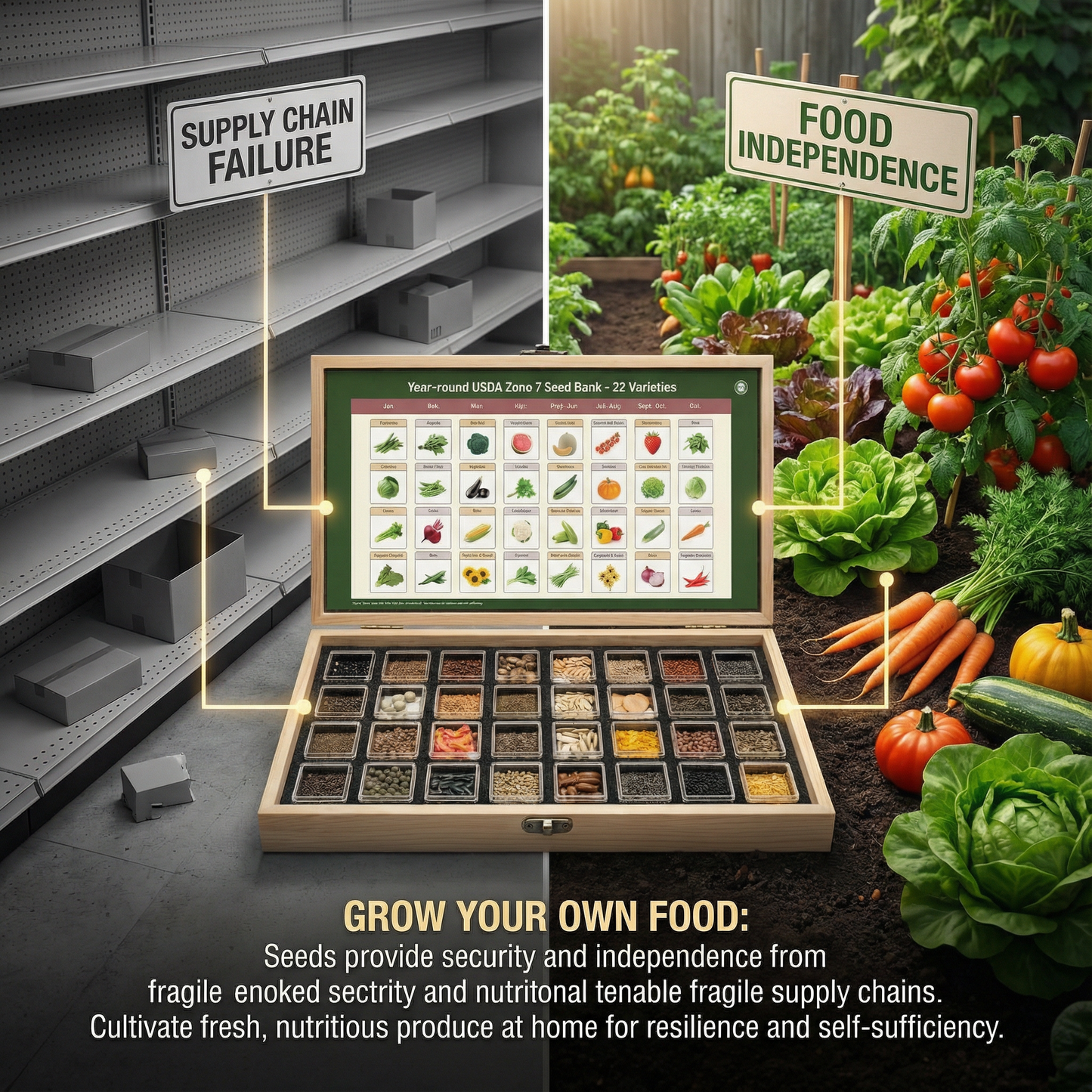 SeedBank™ Survival Seed Kit With 32 Varieties of Non-GMO Heirloom Seeds