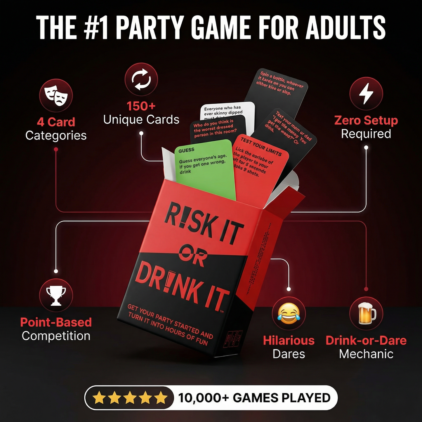 The Risk It Or Drink It! - 150 Card Party Game