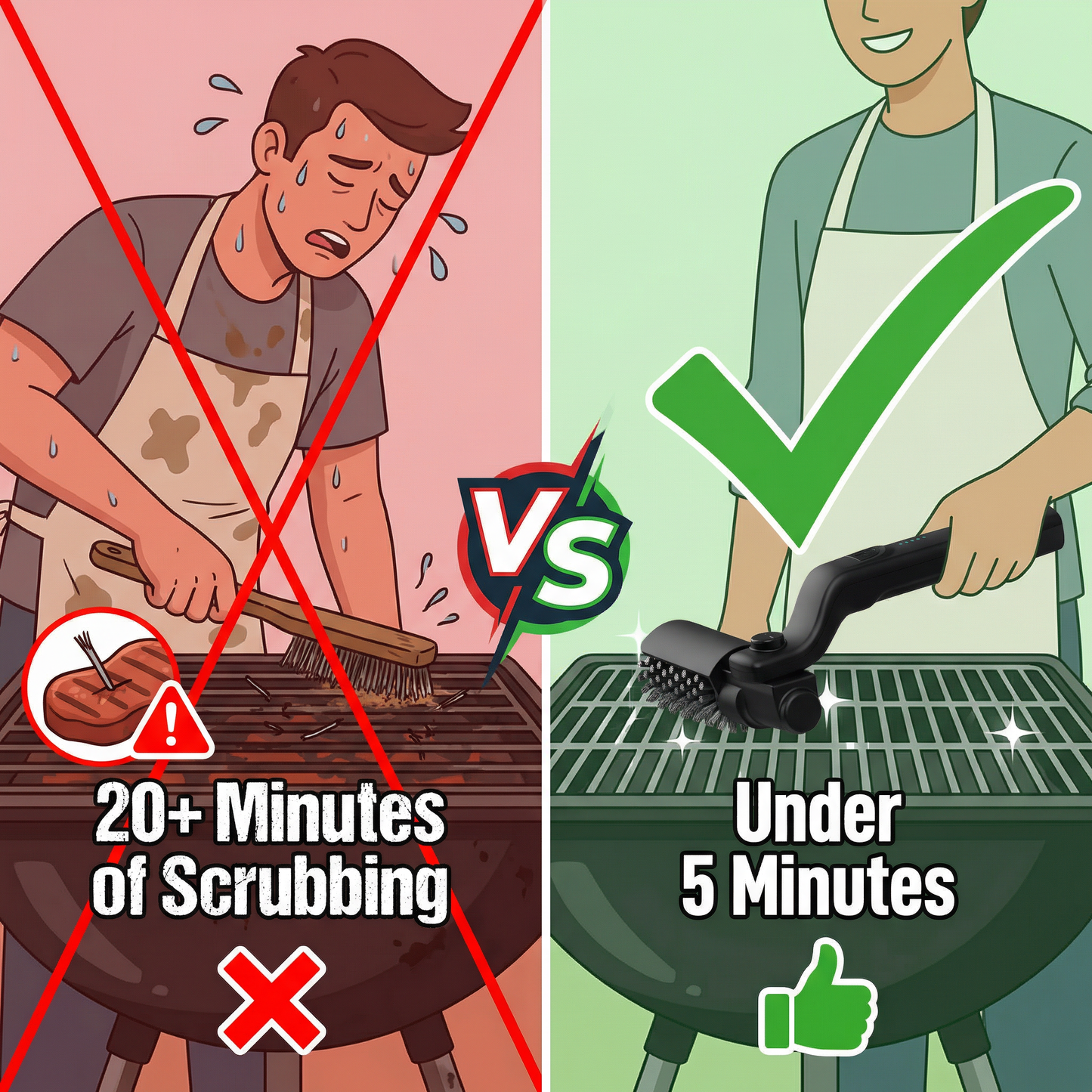 Ventra™ Pro Cordless Grill Brush - 180° Rotating