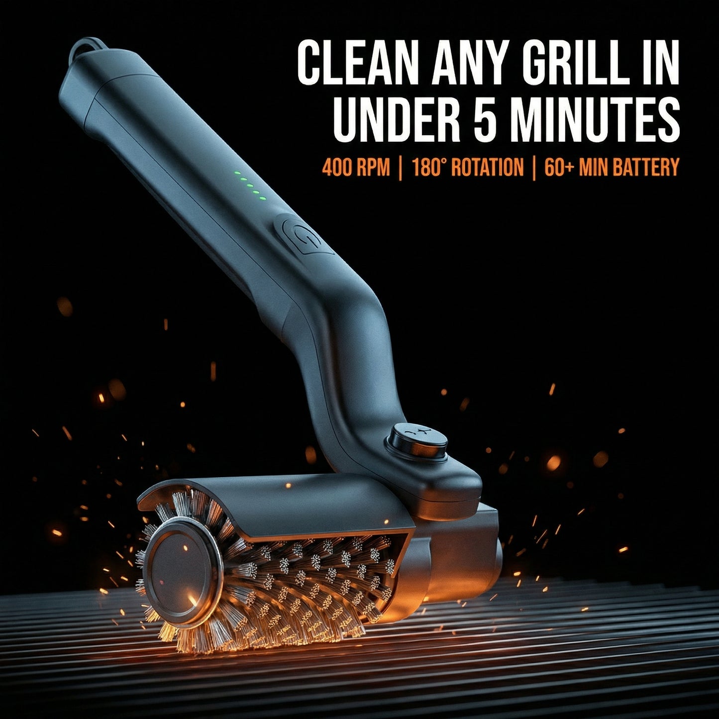 Ventra™ Pro Cordless Grill Brush - 180° Rotating