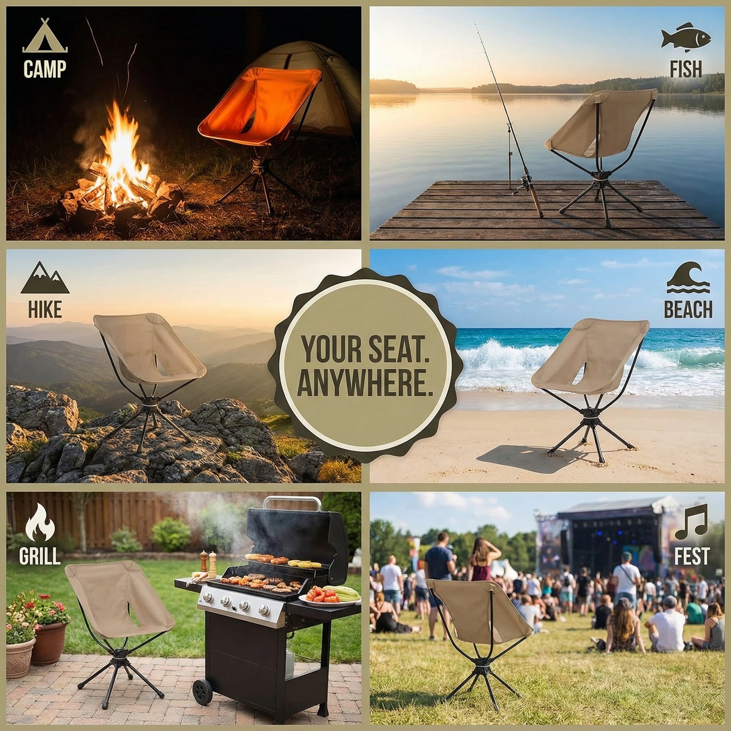 Ventra™ Portable Swivel Camping Chair