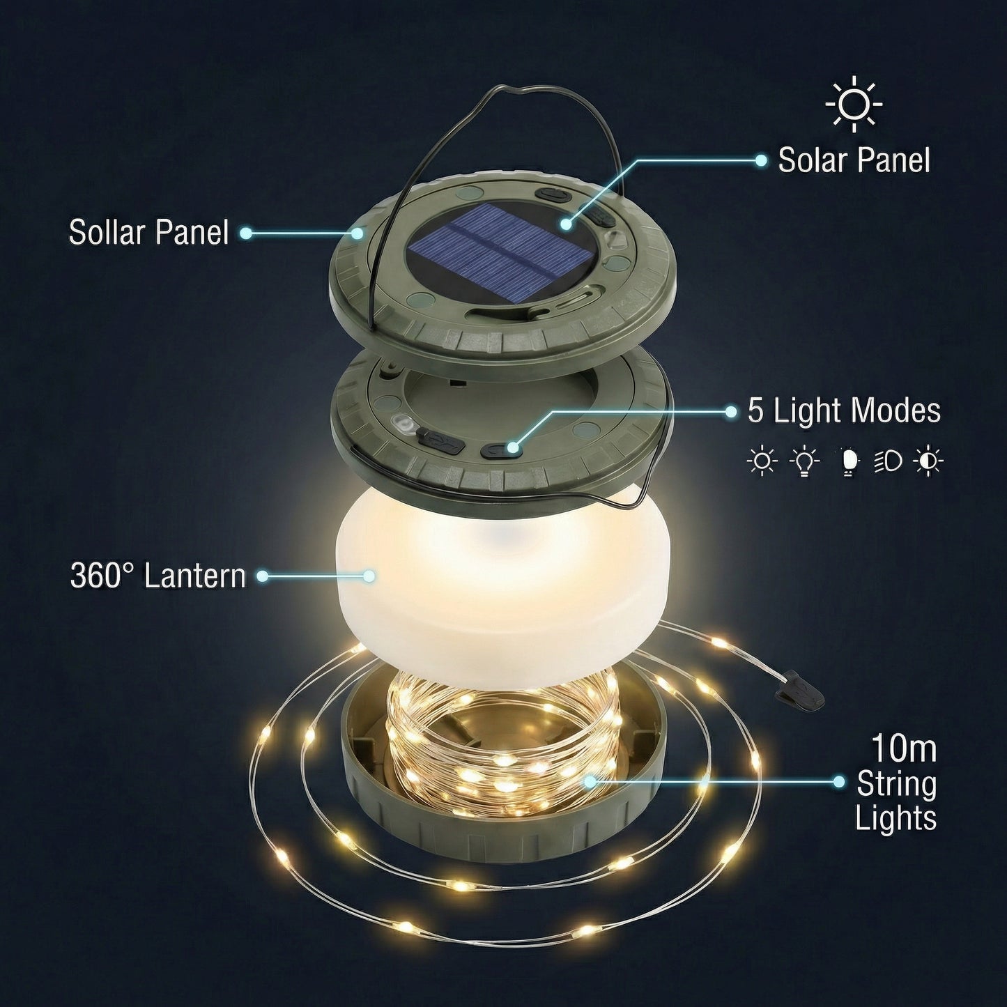Ventra™ Solar Camping String Lights - 10m LED