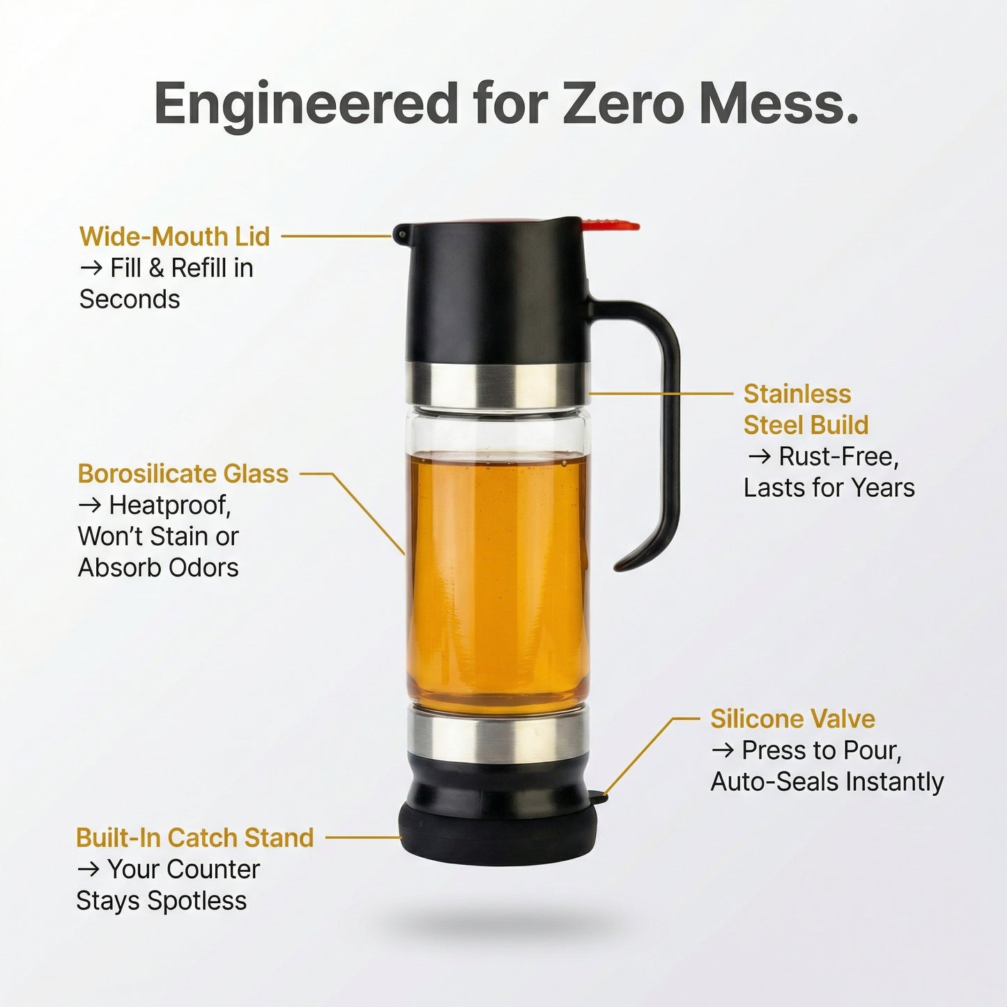 Premium Glass Honey Dispenser With Stand