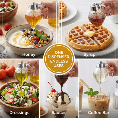 Premium Glass Honey Dispenser With Stand