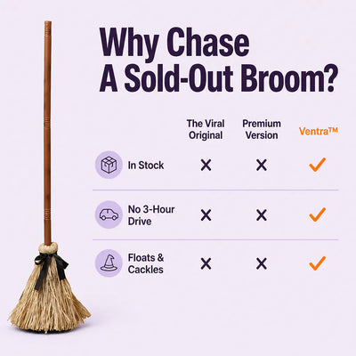 The Floating Witch Broom - Animated Halloween Decor