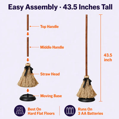 The Floating Witch Broom - Animated Halloween Decor