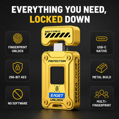 VaultDrive - Fingerprint Encrypted USB-C Drive (128GB)