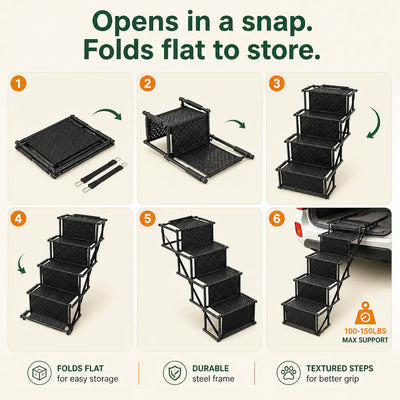 PupRamp 4-Step - Folding Dog Car Stairs