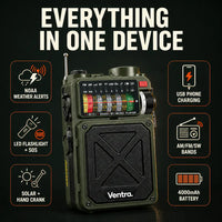 SurvivalWave R11 - Solar Crank Emergency Radio
