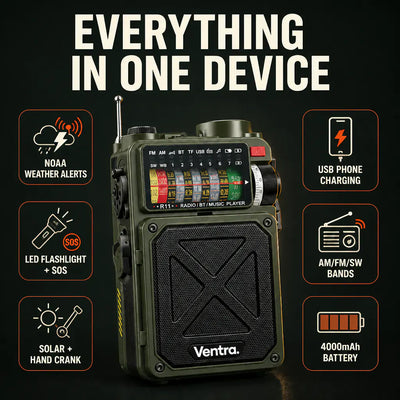 SurvivalWave R11 - Solar Crank Emergency Radio