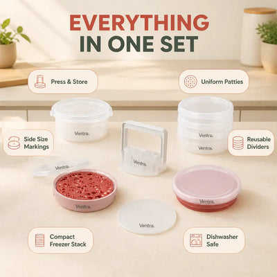 PattyPress 6-in-1 - Burger Press & Storage Set
