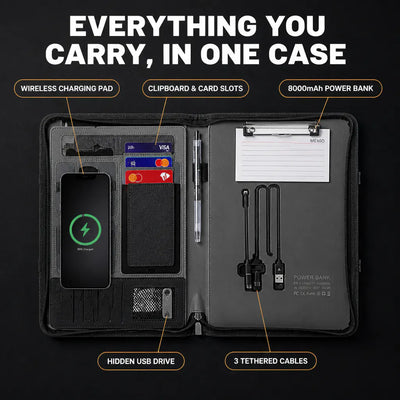 PowerFolio - Padfolio with 8000mAh Wireless Charger