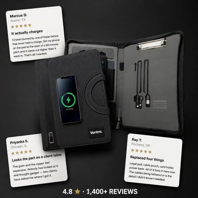 PowerFolio - Padfolio with 8000mAh Wireless Charger