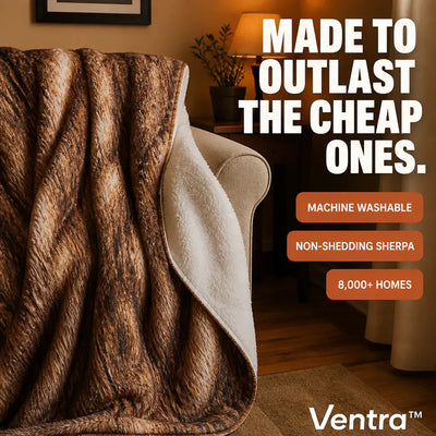 CabinThrow - Faux Deer Hide Sherpa Blanket