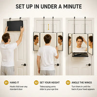 Ventra - 360° Trifold LED Mirror with Shelf