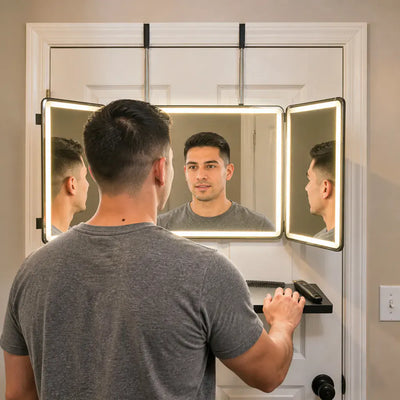 Ventra - 360° Trifold LED Mirror with Shelf