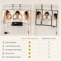 Ventra - 360° Trifold LED Mirror with Shelf
