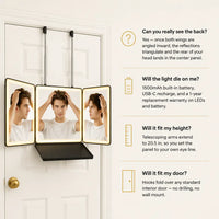 Ventra - 360° Trifold LED Mirror with Shelf